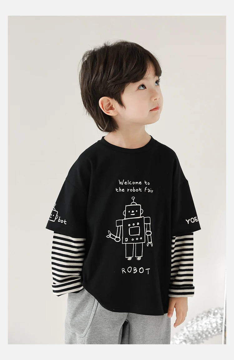 Long Sleeve Robot Fake 2pc T-shirt - TOTSBY