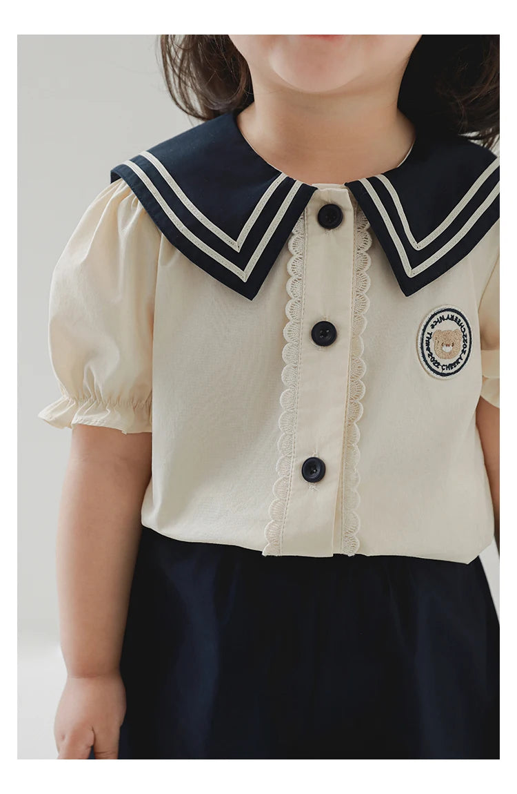 Sailor Inspired Blouse And Shorts Set - TOTSBY