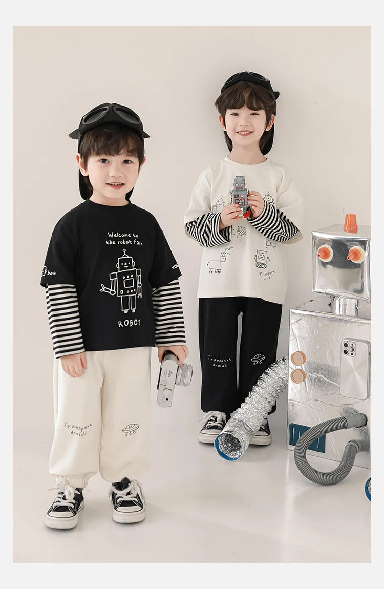 Long Sleeve Robot Fake 2pc T-shirt - TOTSBY