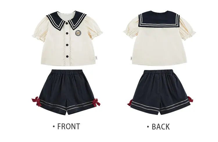 Sailor Inspired Blouse And Shorts Set - TOTSBY