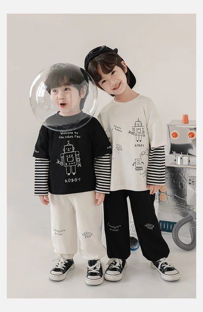 Long Sleeve Robot Fake 2pc T-shirt - TOTSBY