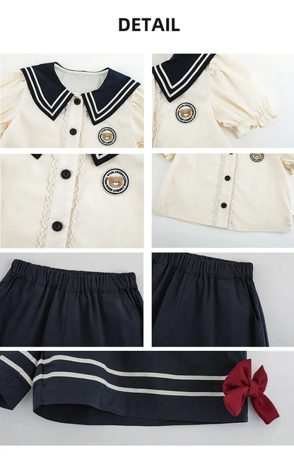 Sailor Inspired Blouse And Shorts Set - TOTSBY