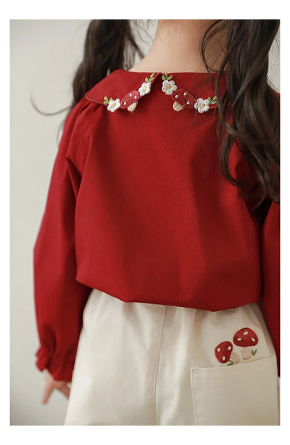 Bunny Embroidery Cotton Blouse - TOTSBY