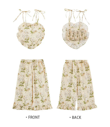 Heart-shaped Floral Top & Pants Set - TOTSBY