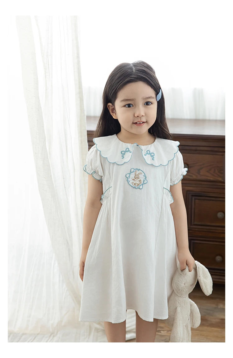 White Embroidered Cotton Dress - TOTSBY