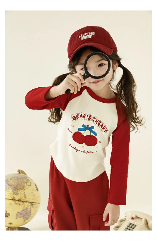 Girls Raglan Cartoon Long Sleeve T-Shirt - TOTSBY TOTSBY