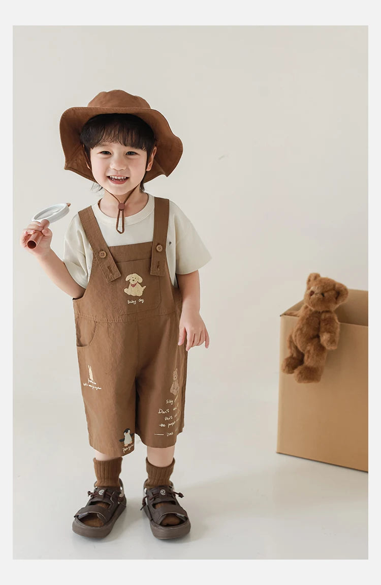 Animal Print Shirt / Overalls For Boys - TOTSBY