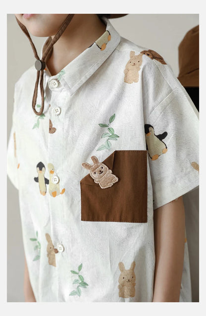 Animal Print Shirt / Overalls For Boys - TOTSBY