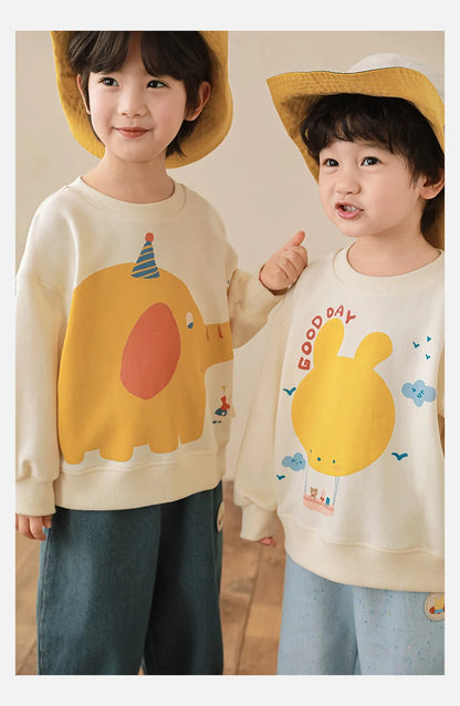 Children's Cartoon Print Pullover Sweatshirt - TOTSBY