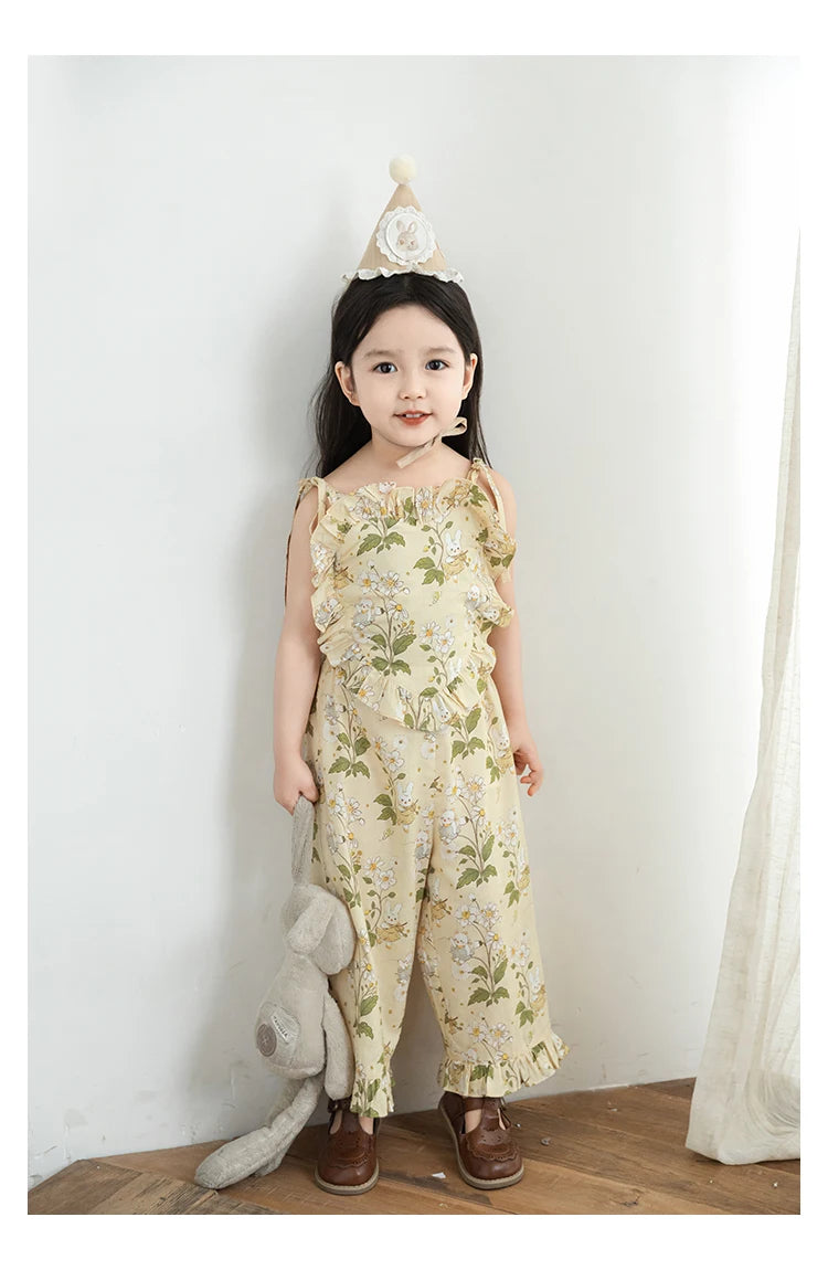 Heart-shaped Floral Top & Pants Set - TOTSBY