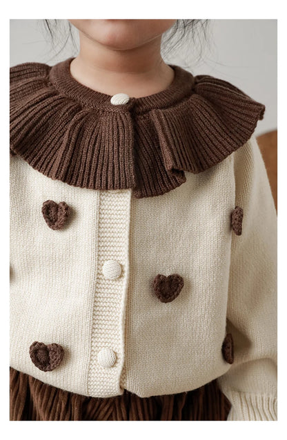 Girls Ruffle Collar Knitted Cardigan - TOTSBY