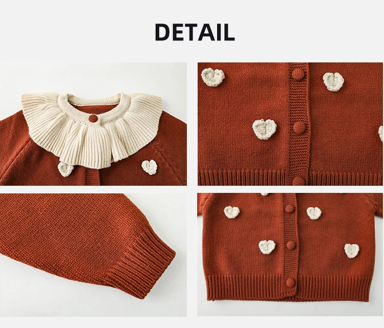 Girls Ruffle Collar Knitted Cardigan - TOTSBY