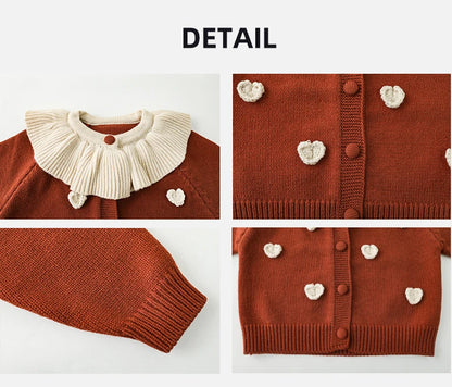 Girls Ruffle Collar Knitted Cardigan - TOTSBY