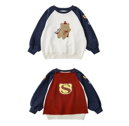 Boys Sweatshirt Super Bear Print Pullover With Cape - TOTSBY